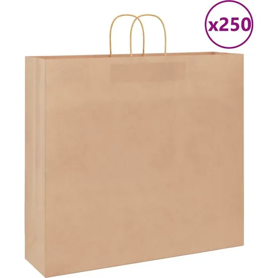 vidaXL Kraftpapirposer 250 stk. 54x15x49 cm brun med håndtag