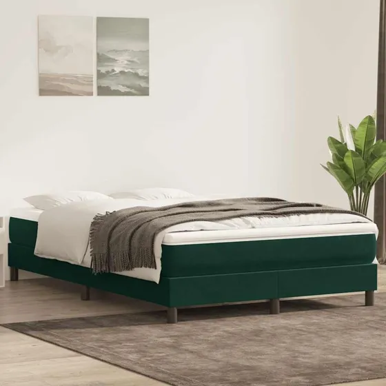 vidaXL Kontinentalseng 160x220 cm med fløjlsmadras mørkegrøn