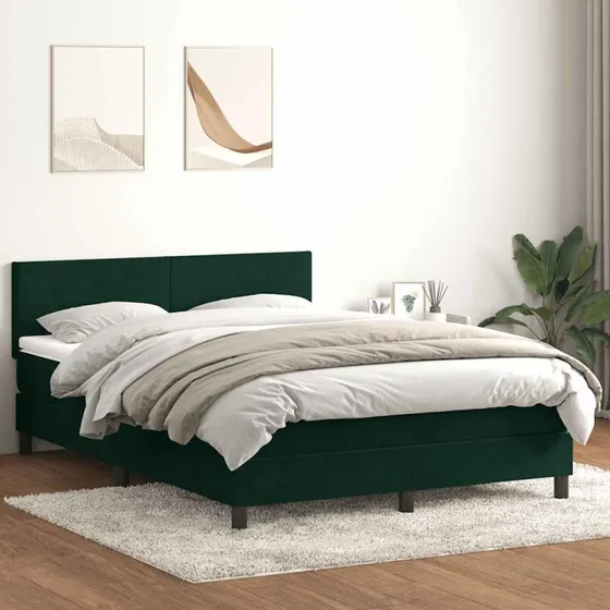 vidaXL Kontinentalseng 160x220 cm med fløjlsmadras mørkegrøn