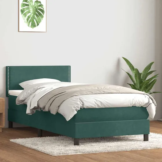 vidaXL Kontinentalseng med Madras Mørkegrøn 80x220 cm Fløjl
