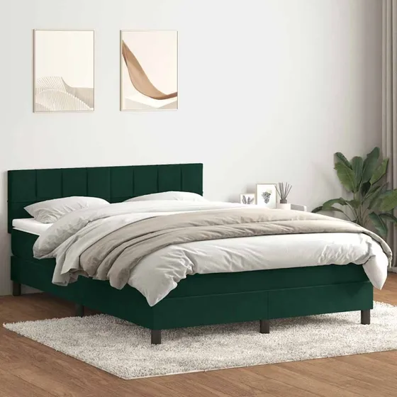 vidaXL Kontinentalseng 160x220 cm med fløjlsmadras mørkegrøn