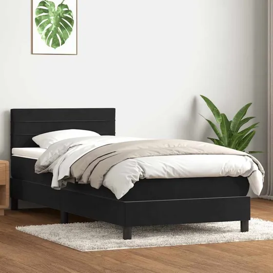 vidaXL Kontinentalseng 90x210 cm med fløjlsmadras, sort