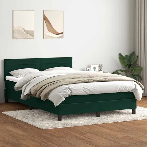vidaXL Kontinentalseng 160x210 cm fløjl mørkegrøn med pocketfjedre