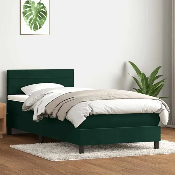 vidaXL Kontinentalseng med Madras Mørkegrøn 80x220 cm Fløjl