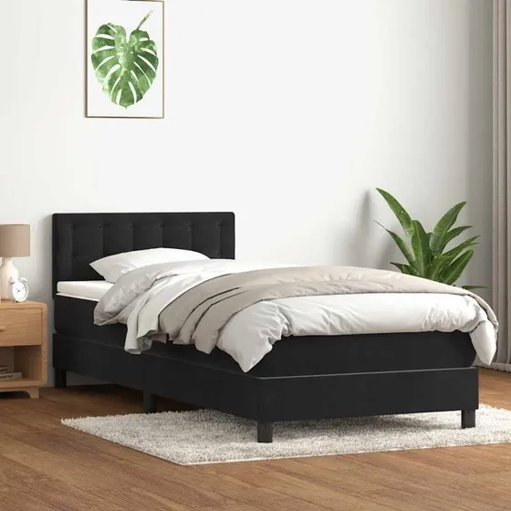 vidaXL Kontinentalseng 90x210 cm med fløjlsmadras, sort
