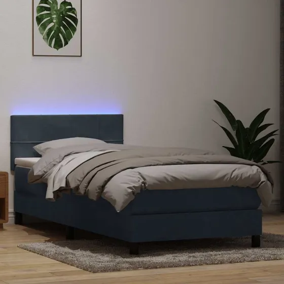 vidaXL Kontinentalseng med Madras og LED-lys, mørkegrå 80x210 cm