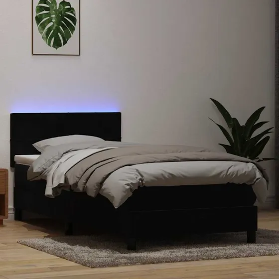 vidaXL Kontinentalseng 80x220 cm med LED-lys og fløjlsmadras