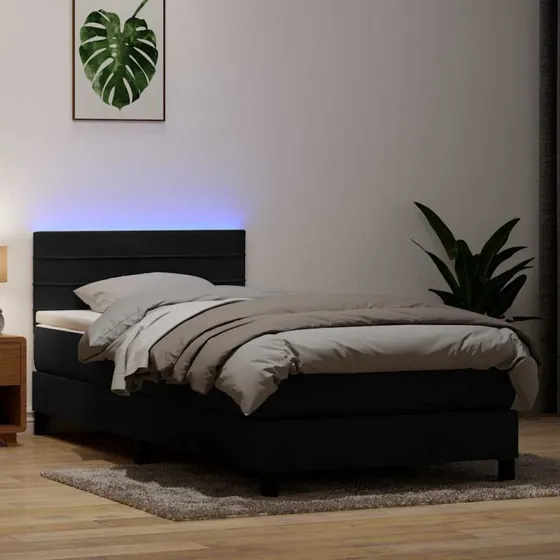 vidaXL Kontinentalseng 80x220 cm med LED-lys og fløjlsmadras