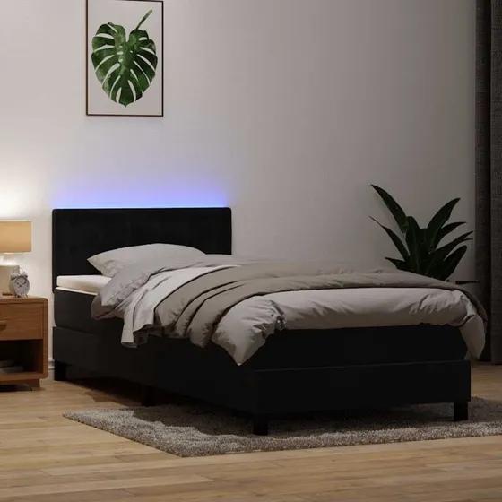 vidaXL Kontinentalseng 90x210 cm med LED-lys og fløjlsmadras