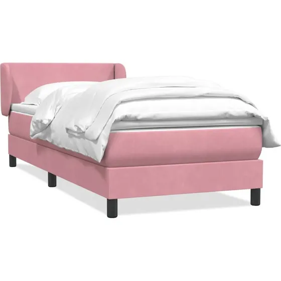 vidaXL Kontinentalseng med Madras Lyserød 90x210 cm Fløjl