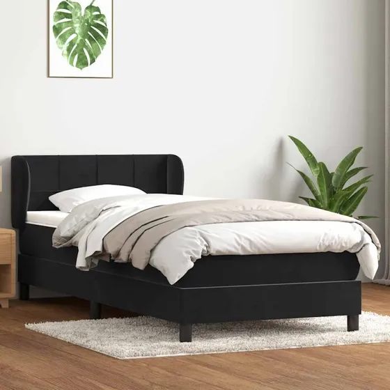 vidaXL Kontinentalseng med fløjlsmadras 80x220 cm sort