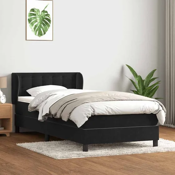 vidaXL Kontinentalseng med fløjlsmadras 80x220 cm, sort