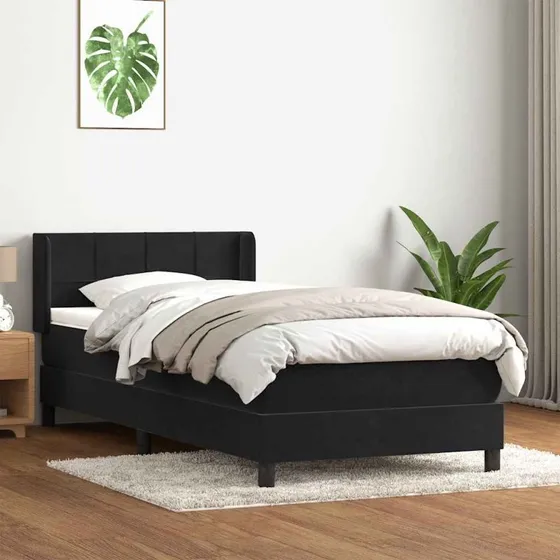 vidaXL Kontinentalseng med fløjlsmadras 80x220 cm, sort