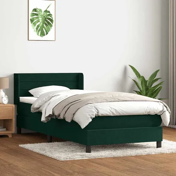 vidaXL Kontinentalseng med Fløjlsmadras, Mørkegrøn, 80x220 cm