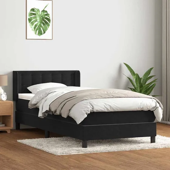 vidaXL Kontinentalseng med fløjlsmadras 80x220 cm, sort
