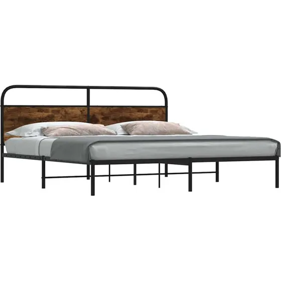vidaXL Sengeramme 193x203 cm Metal Røget Egetræsfarve