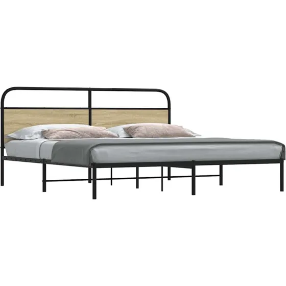 vidaXL Sengeramme 183x213 cm Metal Sonoma-Eg