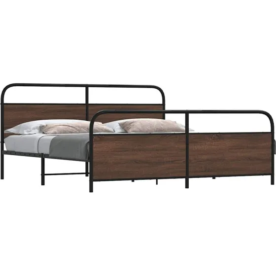 vidaXL Sengeramme 180x200 cm Metal Brun Egetræsfarve