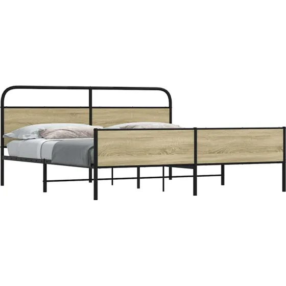 vidaXL Sengeramme 193x203 cm Metal Sonoma-Eg