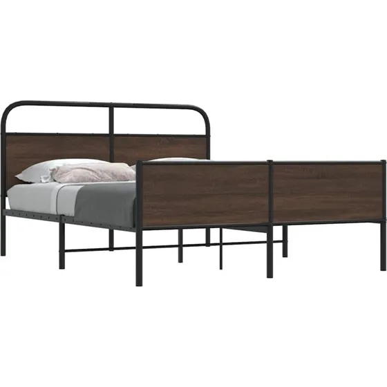 vidaXL Sengeramme 160x200 cm Metal Brun Egetræsfarve