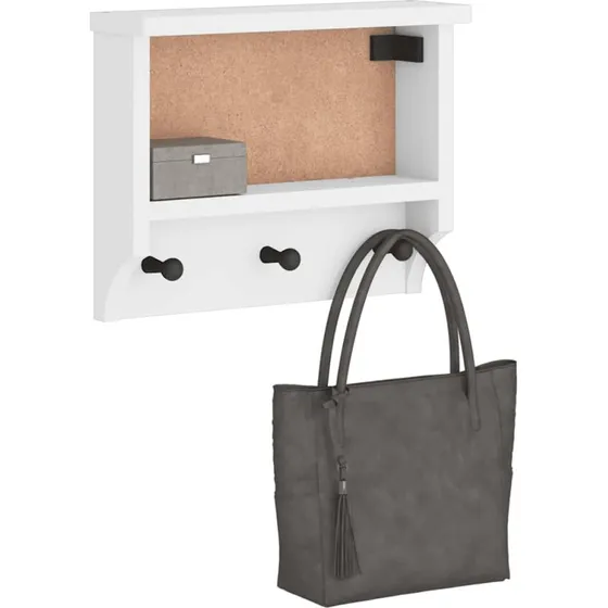 vidaXL Væghængt Knagerække Sandnes 45x12x35 cm Hvid Fyrretræ