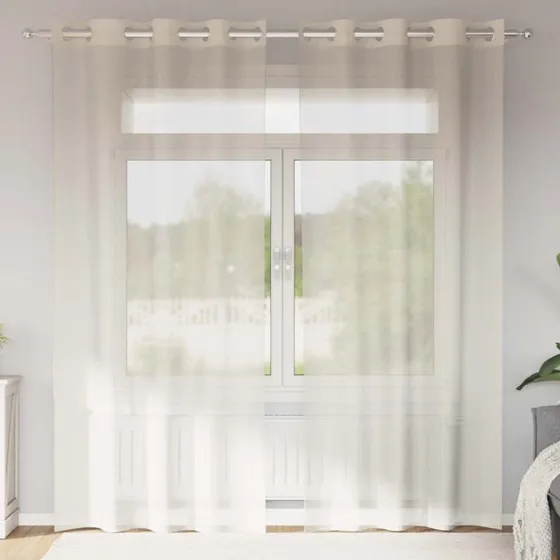 vidaXL Voile-Gardiner med Øskner 2 stk. 140x225 cm Creme