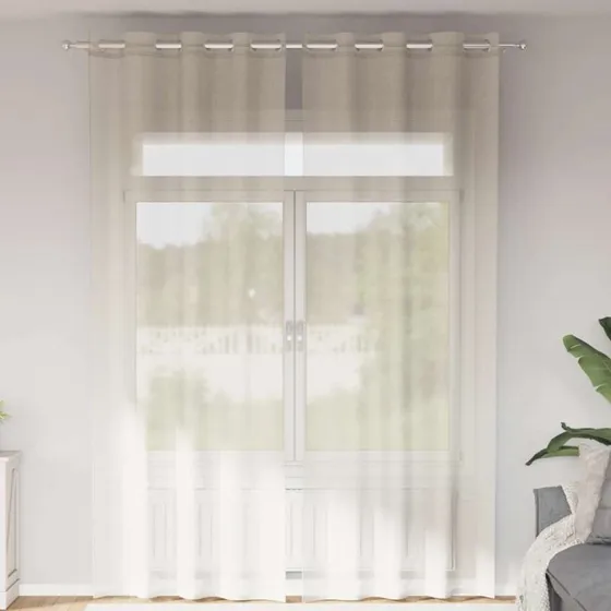 vidaXL Voile-Gardiner med Øskner 2 stk. 140x260 cm Cremefarvet