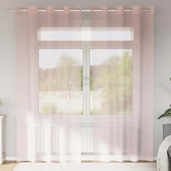 vidaXL Voile-gardiner med øskner 140x225 cm lyserød