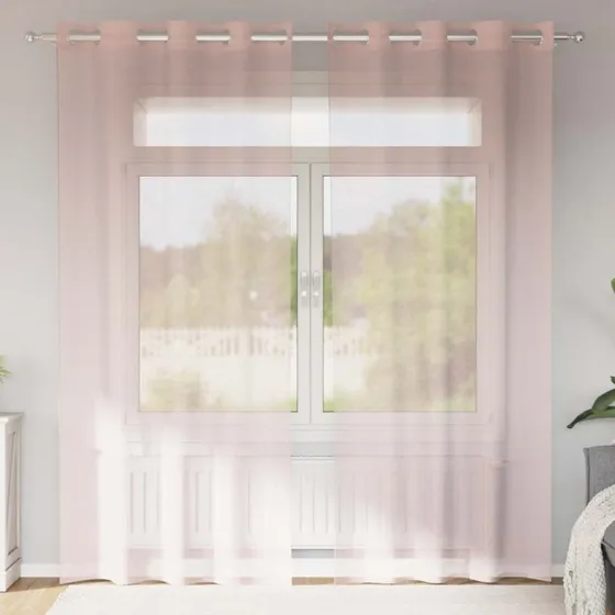 vidaXL Voile-gardiner med øskner 2 stk. 140x245 cm lyserød