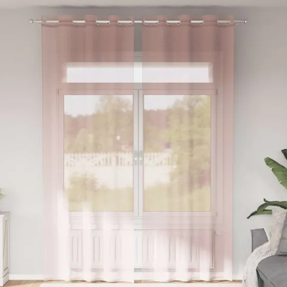 vidaXL Voile-gardiner 2 stk. 140x300 cm lyserød med øskner
