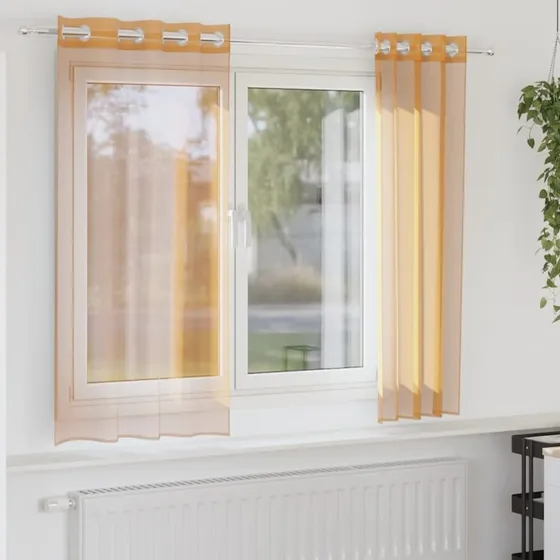 vidaXL Voile-gardiner med øskner 2 stk. 140x175 cm orange