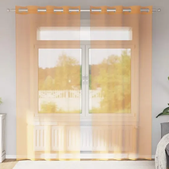 vidaXL Voile-gardiner med øskner 2 stk. 140x245 cm orange