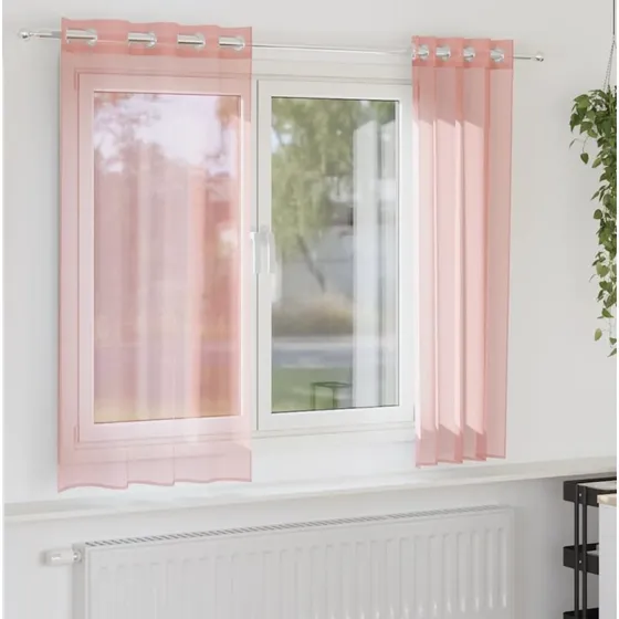 vidaXL Voile-gardiner med øskner 140x140 cm lyserød