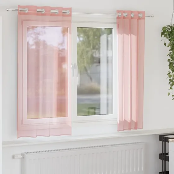 vidaXL Voile-gardiner med øskner 140x175 cm lyserød