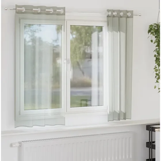 vidaXL Voile-Gardiner med Øskner 140x175 cm Lysegrå (2 stk)