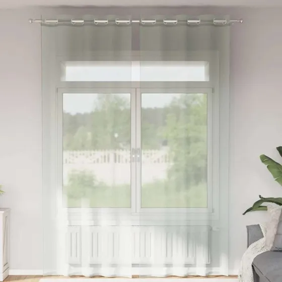 vidaXL Voile-Gardiner med Øskner 140x300 cm Lysegrå (2 stk.)