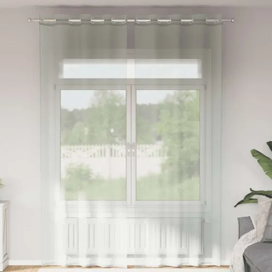 vidaXL Voile-Gardiner med Øskner 140x260 cm Lysegrå (2 stk)