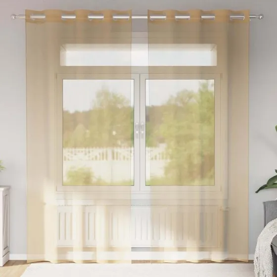 vidaXL Voile-gardiner 2 stk. sandfarvet 140 x 225 cm