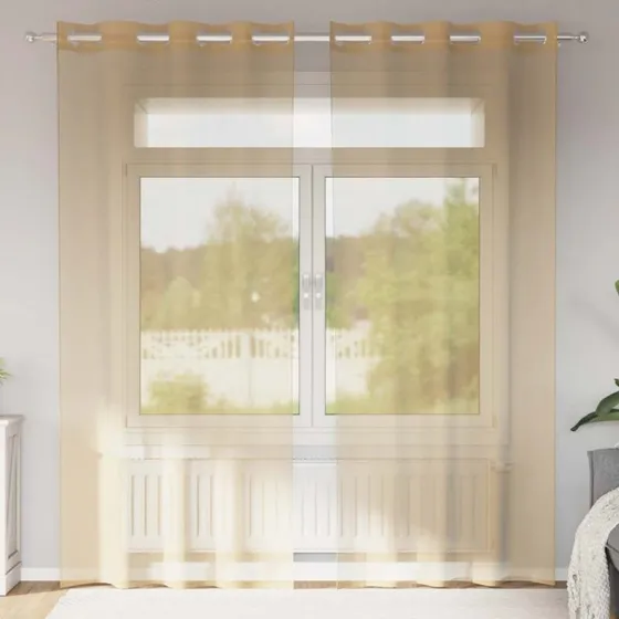 vidaXL Voile-gardiner 2 stk. sandfarvet 140 x 245 cm