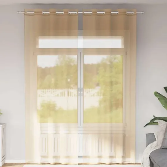 vidaXL Voile-gardiner 2 stk. sandfarvet 140 x 260 cm