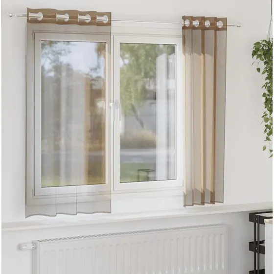 vidaXL Voile-Gardiner med Øskner 2 stk. Lysebrun 140 x 175 cm