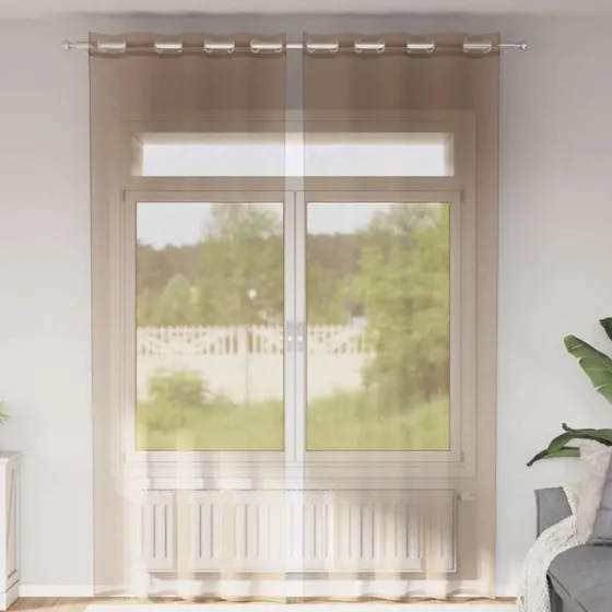 vidaXL Voile-Gardiner med Øskner 2 stk. Lysebrun 140 x 260 cm