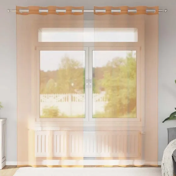 vidaXL Voile-Gardiner med Øskner 2 stk. Terrakotta 140 x 225 cm