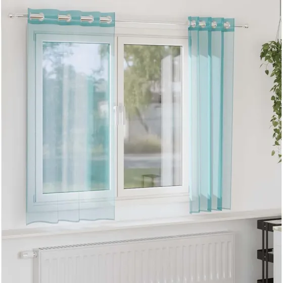 vidaXL Voile-gardiner med øskner 2 stk. turkis 140x140 cm