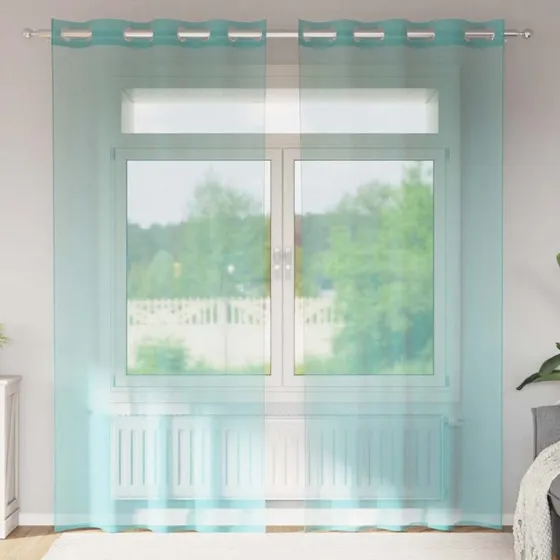 vidaXL Voile-Gardiner med Øskner 2 stk. Turkis 140 x 225 cm