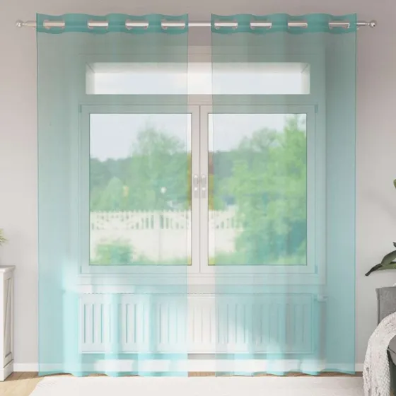 vidaXL Voile-gardiner med øskner 2 stk. turkis 140 x 245 cm