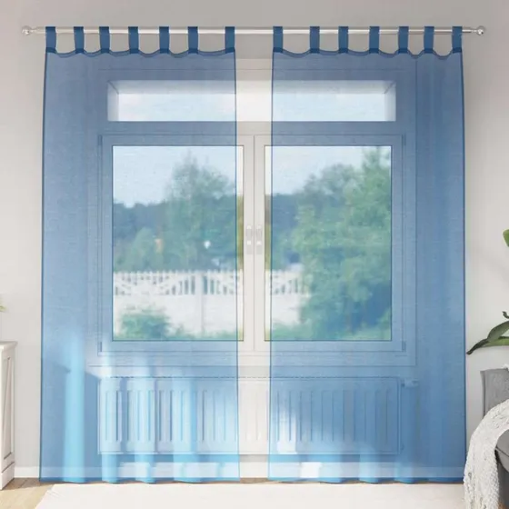 vidaXL Voile-gardiner med stanglommer 2 stk kongeblå 140 x 245 cm