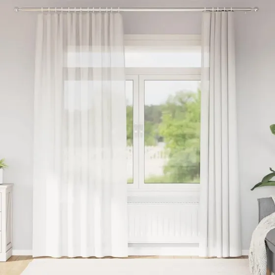 vidaXL Voile-Gardiner med Stanglommer 2 stk Hvid 140 x 225 cm