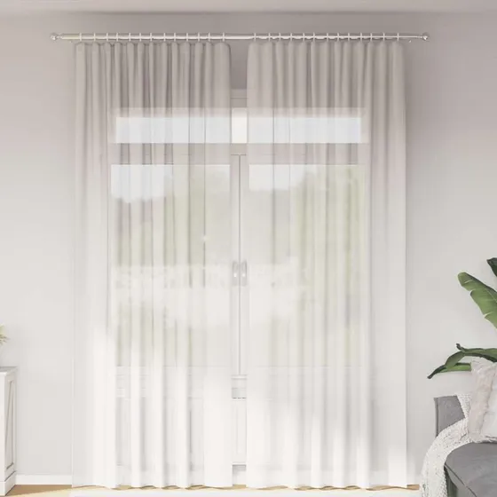 vidaXL Voile-gardiner med stanglommer 2 stk hvid 140 x 260 cm