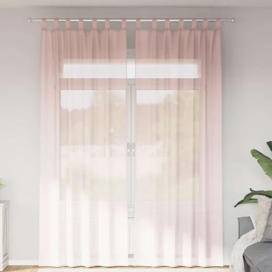 vidaXL Voile-Gardiner med Stanglommer 2 stk. Lyserød 140 x 260 cm